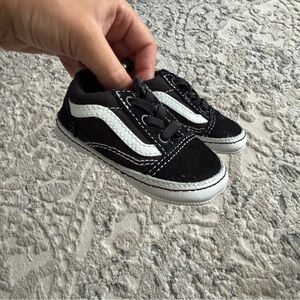 VANS Classic Black White Slip On Crib Shoes Size 3C Unisex Baby Soft Sole